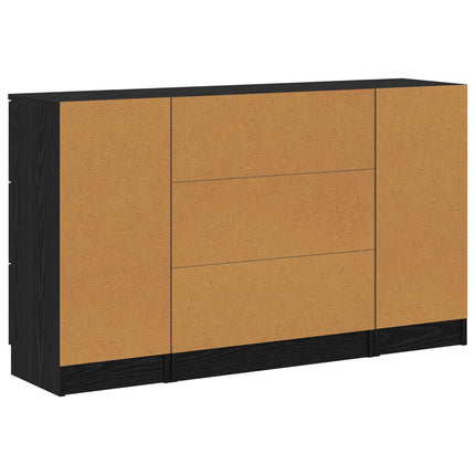 Sideboard 3 stk. Sort eg 121 x 30 x 70 cm Konstrueret træ