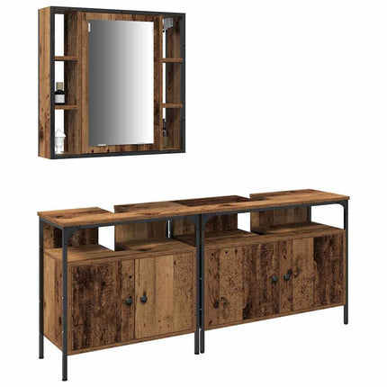 Badeværelsesvaske 3 stk. Brun 80 x 30 x 60 cm Konstrueret træ