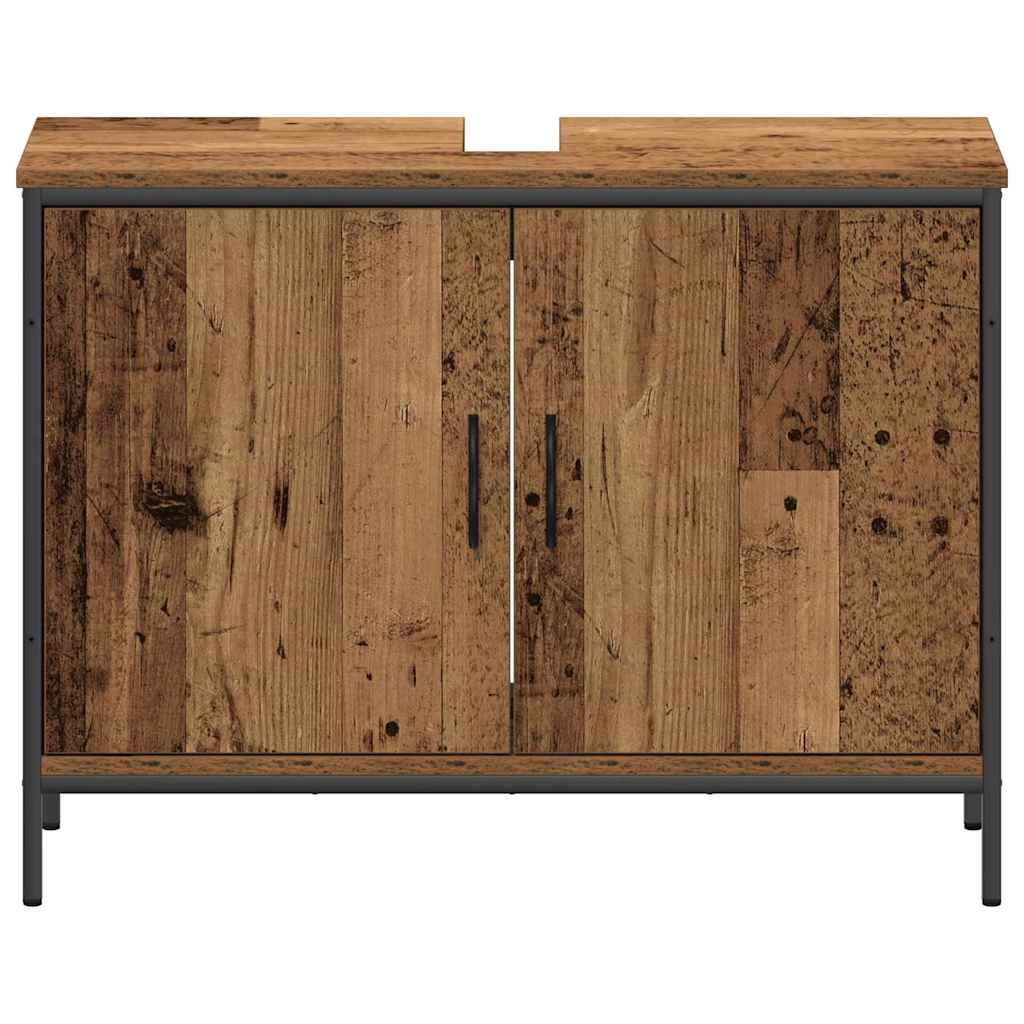 Badeværelsesvaske med hylde med dør 3 pcs Brun Konstrueret træ