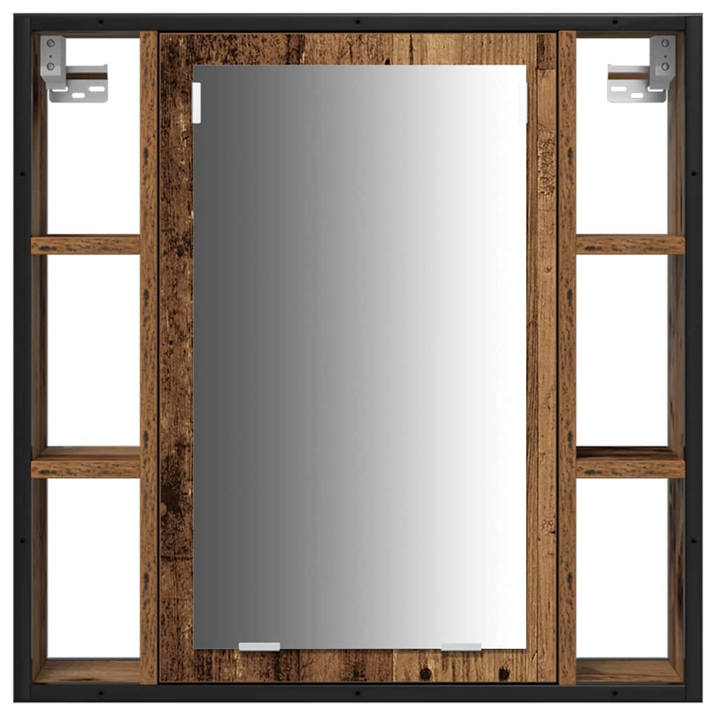 Badeværelsesmøbel sæt med dør 3 pcs Gammelt træ Konstrueret træ