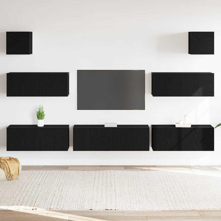 TV-møbelsæt 7 pcs Sort eg 100 x 30 x 30 cm Konstrueret træ