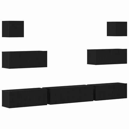 TV-møbelsæt 7 pcs Sort eg 100 x 30 x 30 cm Konstrueret træ