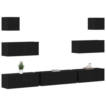 TV-møbelsæt 7 pcs Sort eg 100 x 30 x 30 cm Konstrueret træ