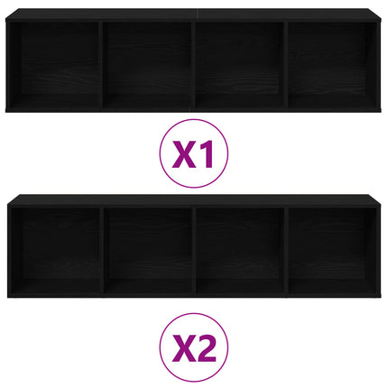 Bogreol 3 pcs Sort eg 36 x 30 x 143 cm Konstrueret træ