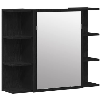 Badeværelsesmøbel sæt med hylde 4 pcs Sort 30 x 30 x 179,5 cm