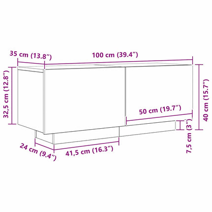 TV-skab Sort eg 100 x 35 x 40 cm Konstrueret træ