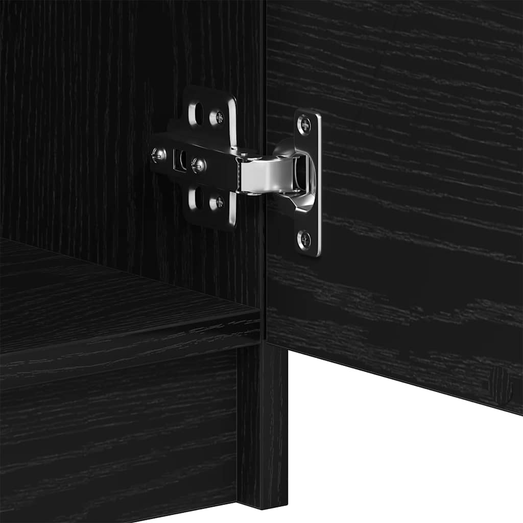 Skænk med skuffe Sort eg 180 x 30 x 70 cm Konstrueret træ