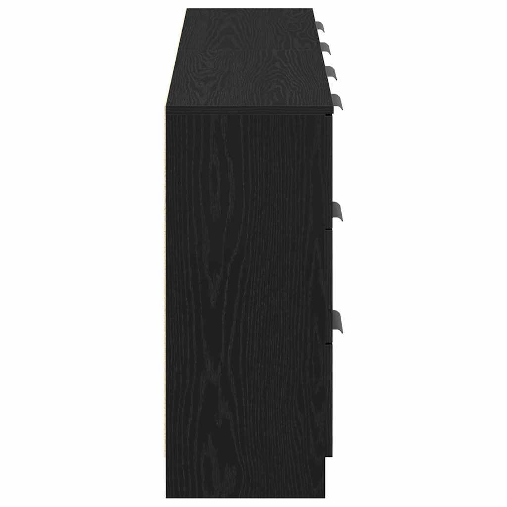 Skænk med skuffe Sort eg 180 x 30 x 70 cm Konstrueret træ