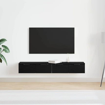 Væghængt skab 2 stk. Sort eg 68 x 30 x 20 cm Konstrueret træ