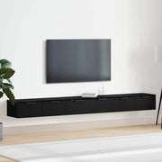 Væghængt skab 2 pcs Sort eg 102 x 30 x 20 cm Konstrueret træ