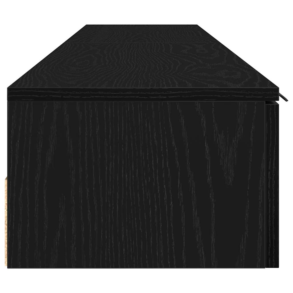 Væghængt skab 2 pcs Sort eg 102 x 30 x 20 cm Konstrueret træ