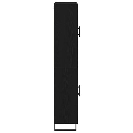 Highboard 2 stk. Sort eg 69,5 x 34 x 180 cm Ingeniørtræ og glas