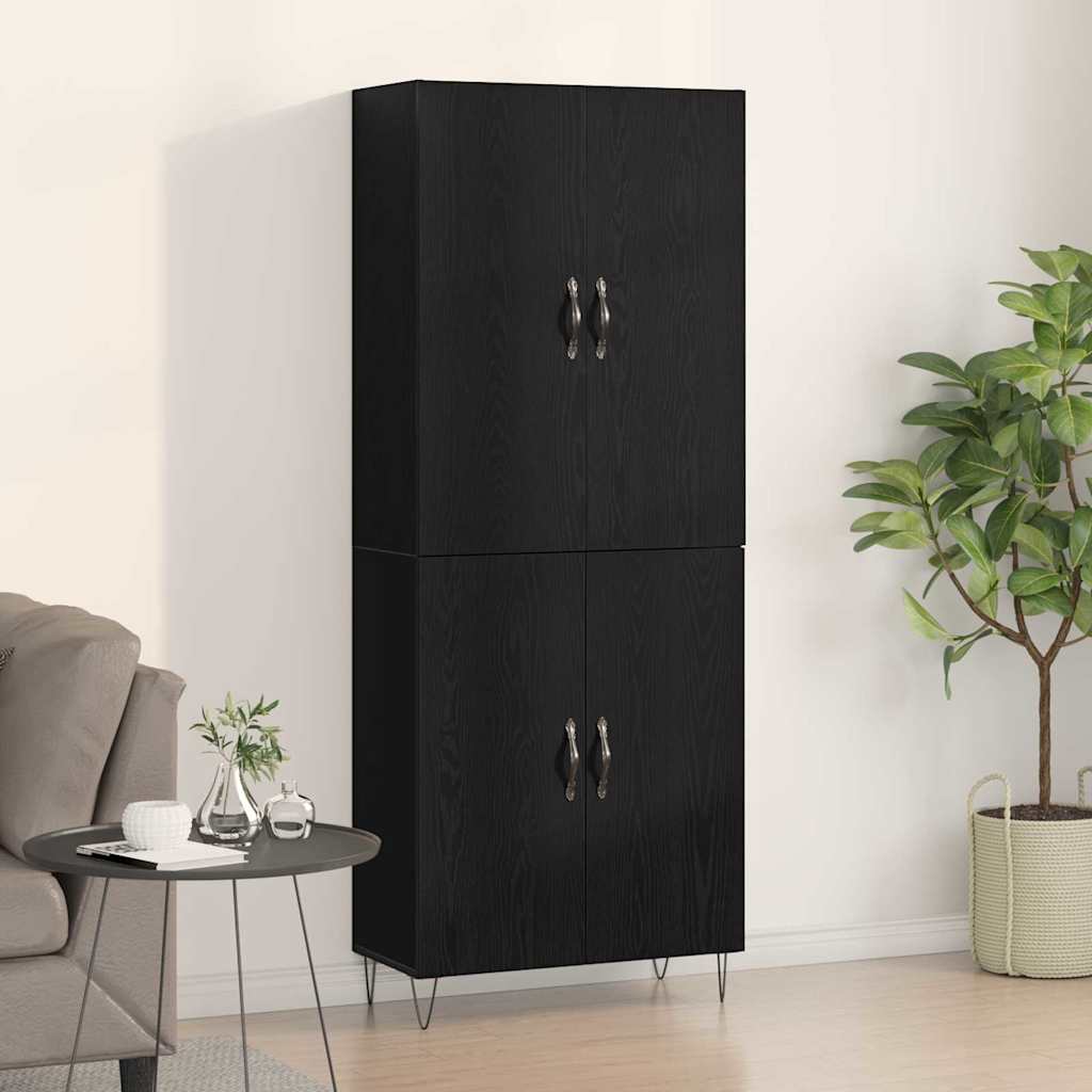 Highboard 2 Pcs Sort Eg Konstrueret Træ Og Glas - Vidaxl