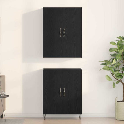 Highboard 2 pcs Sort eg Konstrueret træ og glas