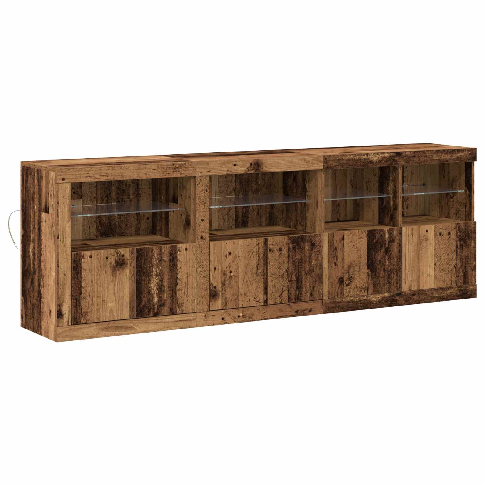 LED Sideboard Gammelt træ 202 x 37 x 67 cm Konstrueret træ