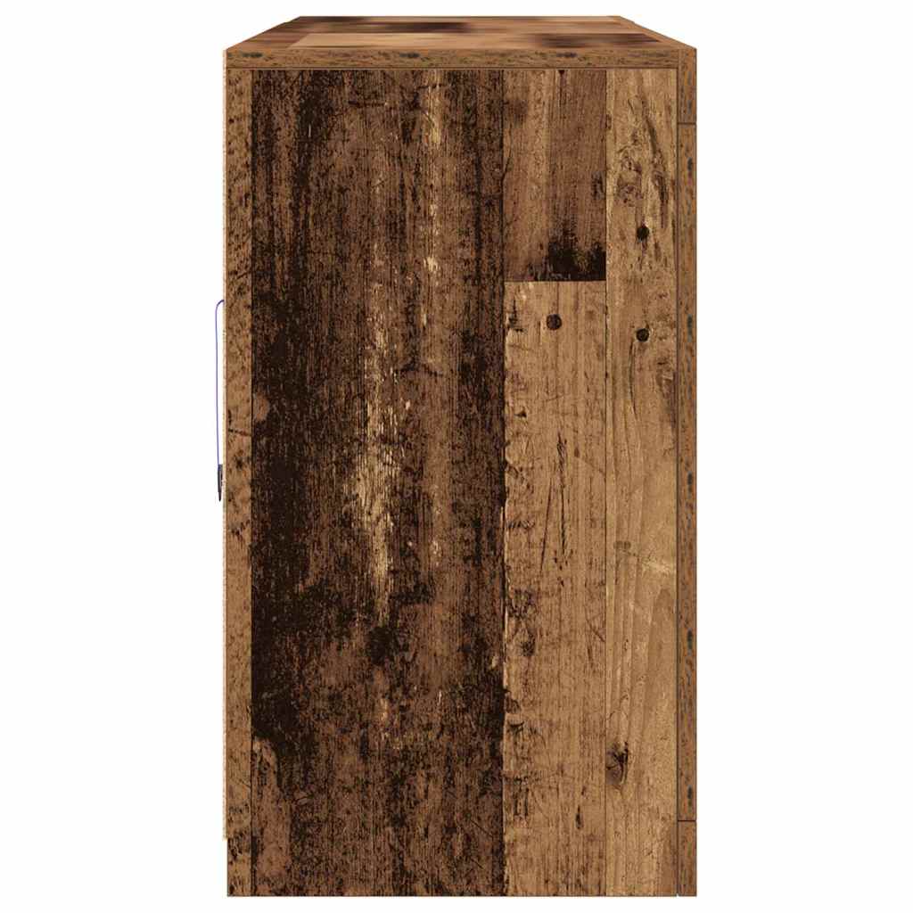 LED Sideboard Gammelt træ 202 x 37 x 67 cm Konstrueret træ