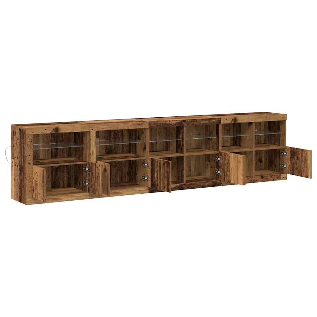 LED Sideboard Gammelt træ 283 x 37 x 67 cm Konstrueret træ