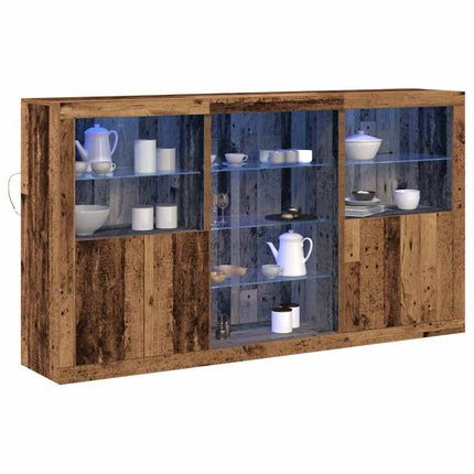 LED Sideboard Gammelt træ 181,5 x 37 x 100 cm Konstrueret træ