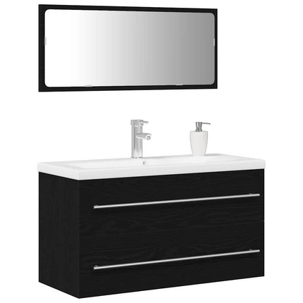 Badeværelsesskabsunder 3 stk. Sort eg 90 x 38,5 x 48 cm