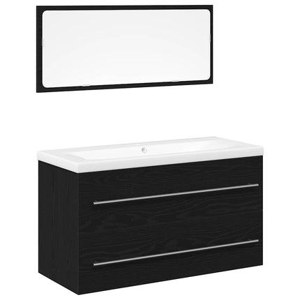 Badeværelsesskabsunder 3 stk. Sort eg 90 x 38,5 x 48 cm