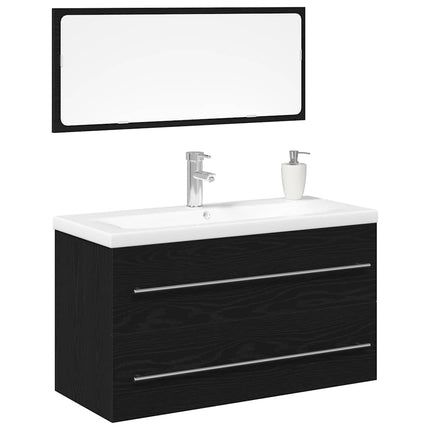 Badeværelsesskabsunder 3 stk. Sort eg 90 x 38,5 x 48 cm