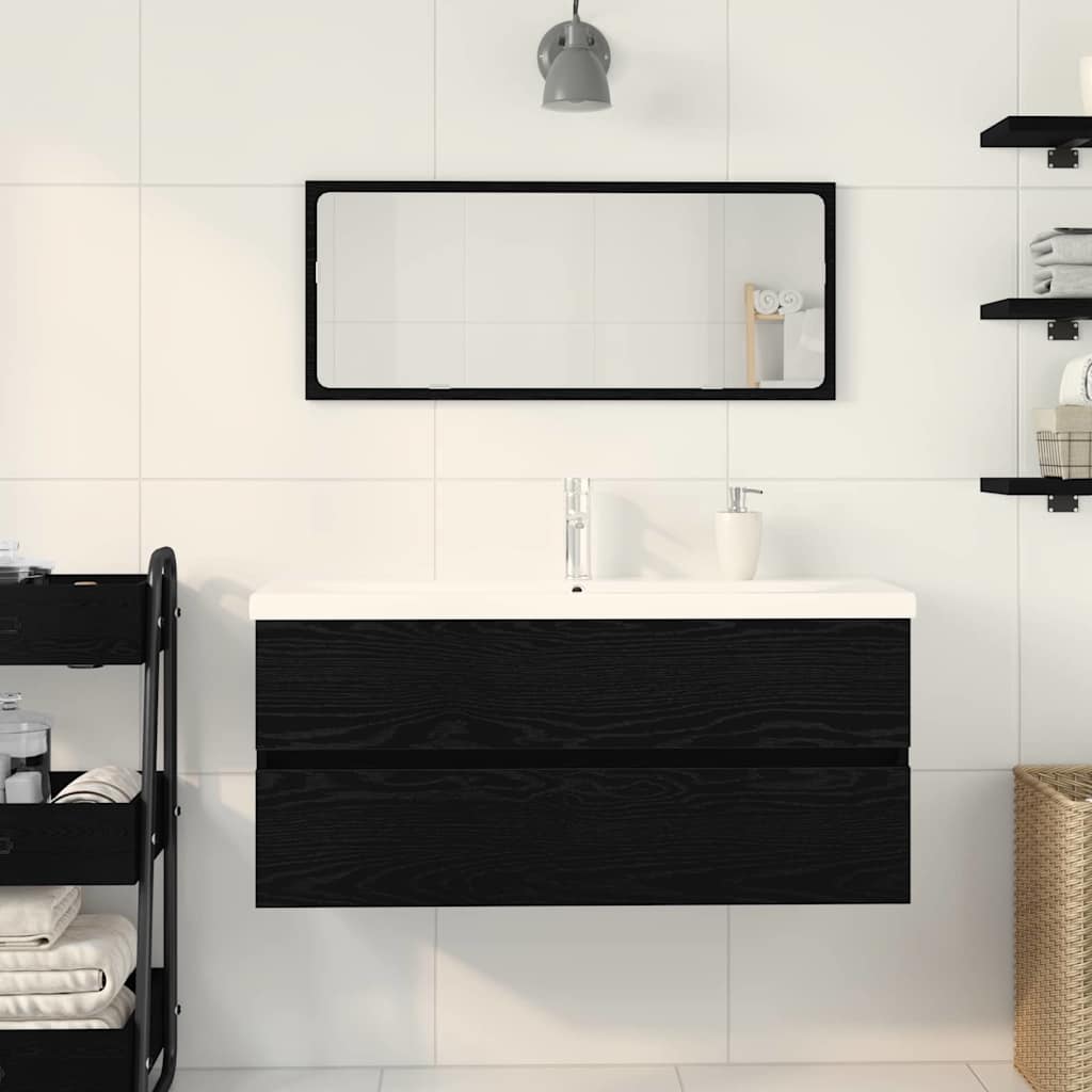 Badeværelsesskabsunder Sort eg 90 x 39 x 62 cm Konstrueret træ