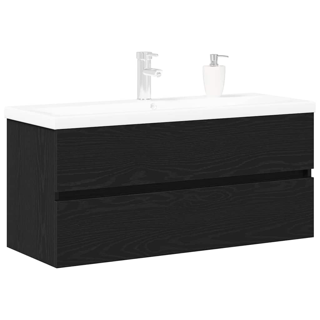 Badeværelsesskabsunder Sort eg 90 x 39 x 62 cm Konstrueret træ