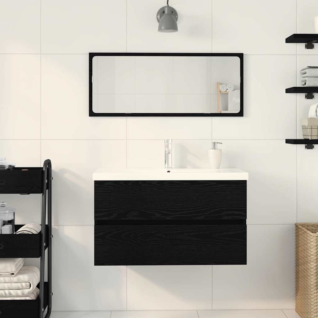 Badeværelsesskabsunder Sort eg 80 x 39 x 62 cm Konstrueret træ