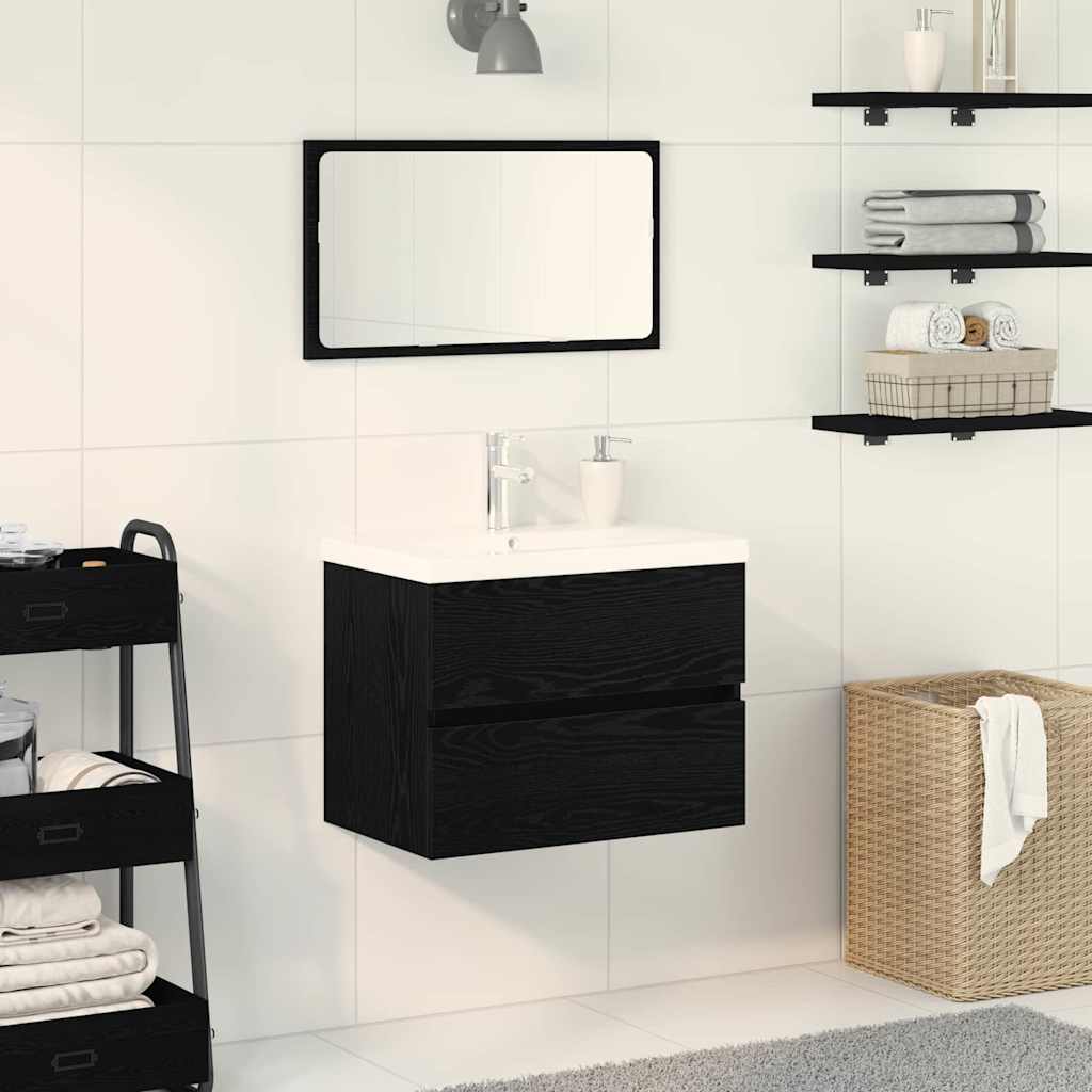 Badeværelsesskabsunder Sort eg 60 x 39 x 62 cm Konstrueret træ