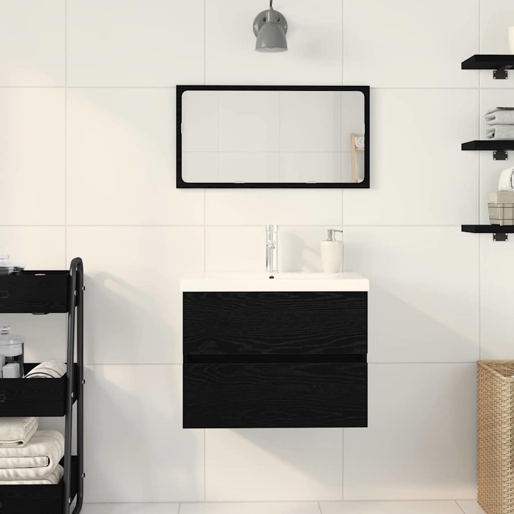 Badeværelsesskabsunder Sort eg 60 x 39 x 62 cm Konstrueret træ