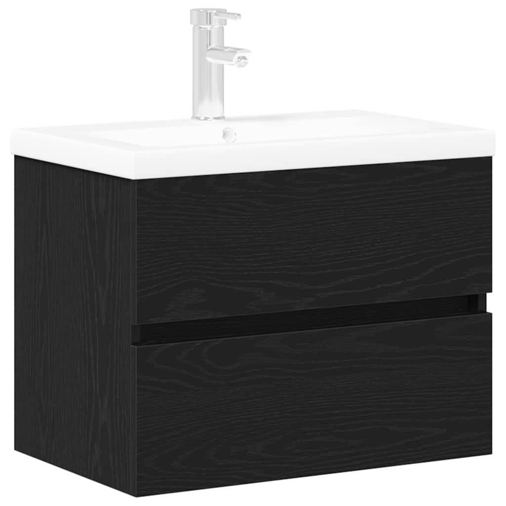 Badeværelsesskabsunder Sort eg 60 x 39 x 62 cm Konstrueret træ