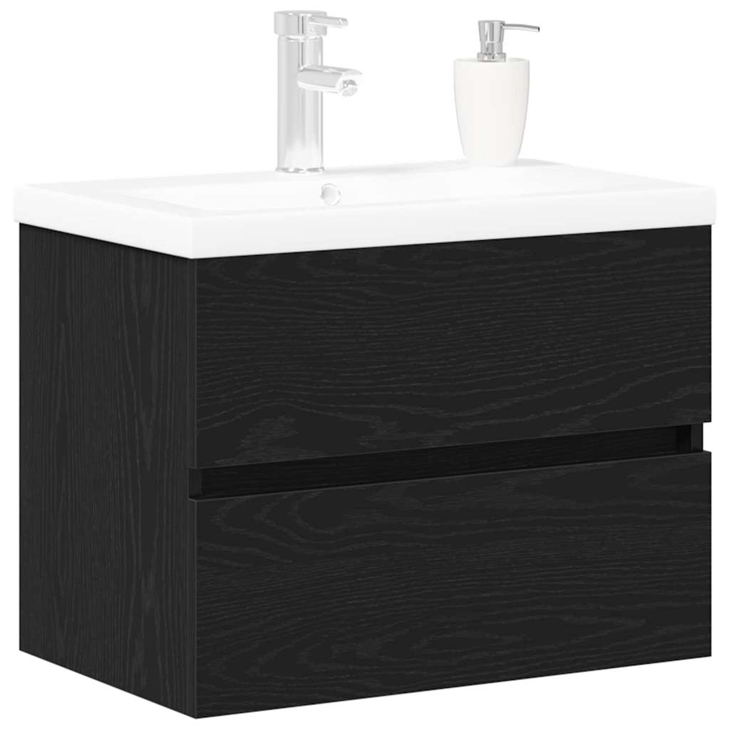 Badeværelsesskabsunder Sort eg 60 x 39 x 62 cm Konstrueret træ