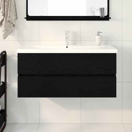 Badeværelsesskabsunder Sort eg 100 x 39 x 62 cm Konstrueret træ