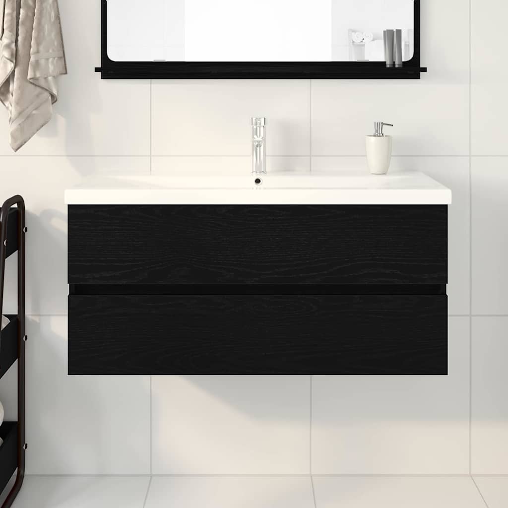 Badeværelsesskabsunder Sort eg 100 x 39 x 62 cm Konstrueret træ