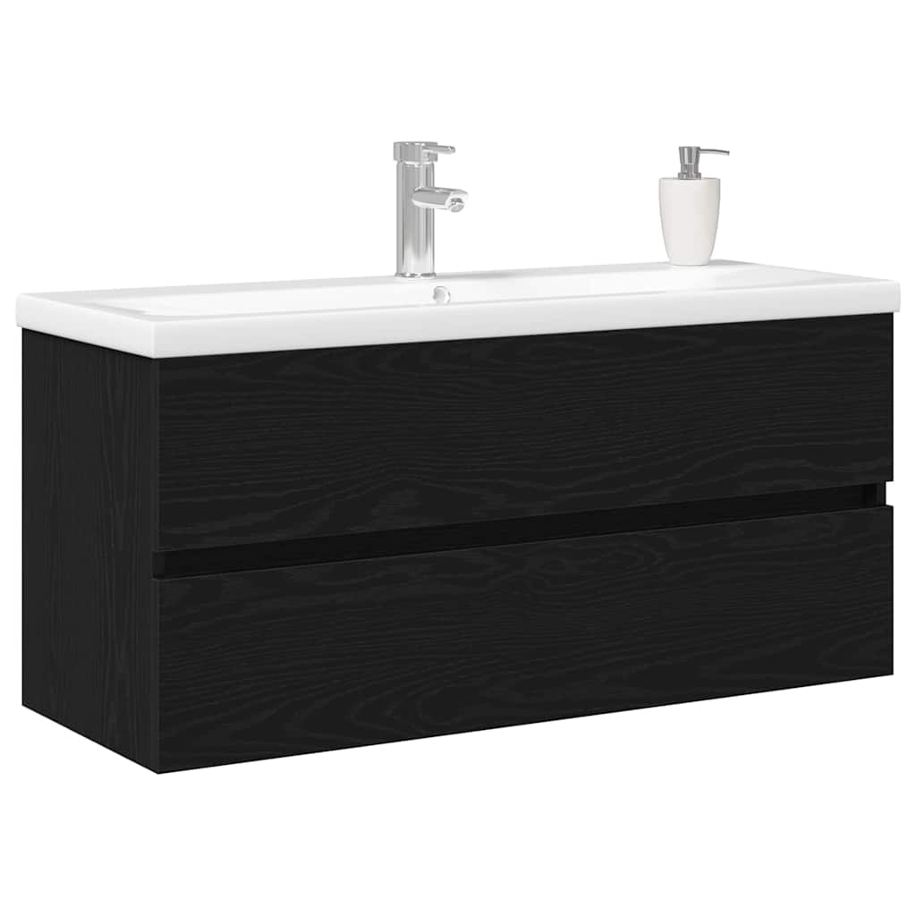 Badeværelsesskabsunder Sort eg 100 x 39 x 62 cm Konstrueret træ