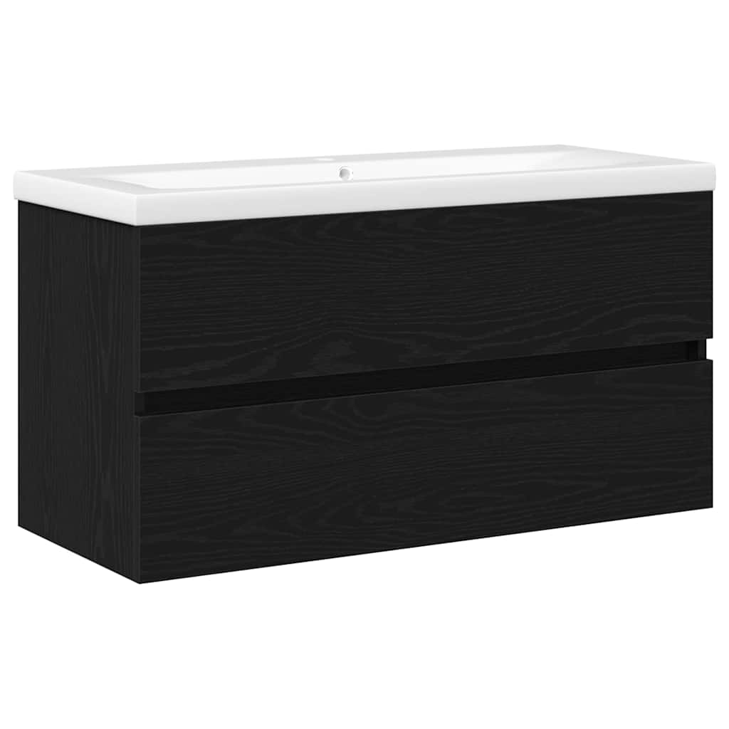 Badeværelsesskabsunder Sort eg 90 x 39 x 62 cm Konstrueret træ
