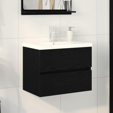 Badeværelsesskabsunder Sort eg 60 x 39 x 62 cm Konstrueret træ