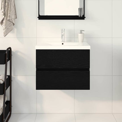 Badeværelsesskabsunder Sort eg 60 x 39 x 62 cm Konstrueret træ