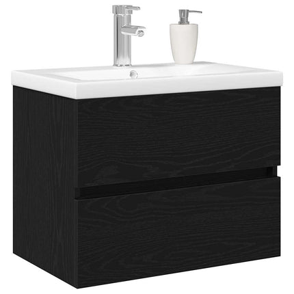 Badeværelsesskabsunder Sort eg 60 x 39 x 62 cm Konstrueret træ