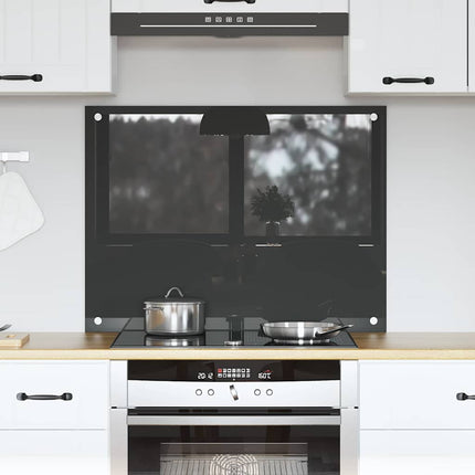 Køkkenbacksplash Mørkegrå 80 x 60 cm hærdet glas