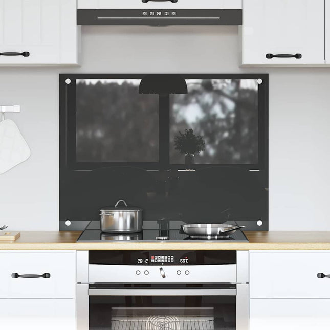 Køkkenbacksplash Mørkegrå 80 x 60 cm hærdet glas