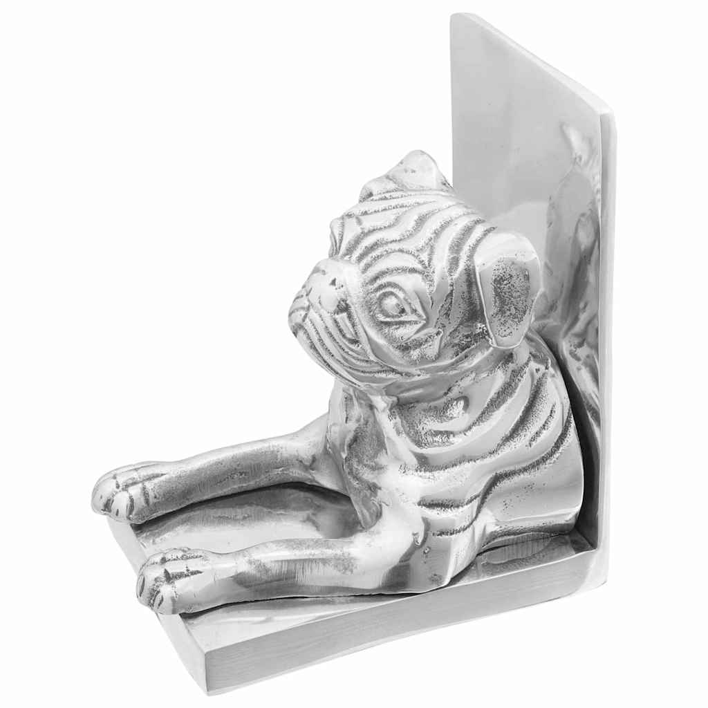 Bogstøtter 2 stk Sølv 12x15x18 cm Aluminium Hund