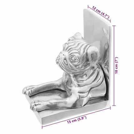 Bogstøtter 2 pcs Sølv 12 x 15 x 18 cm Aluminium