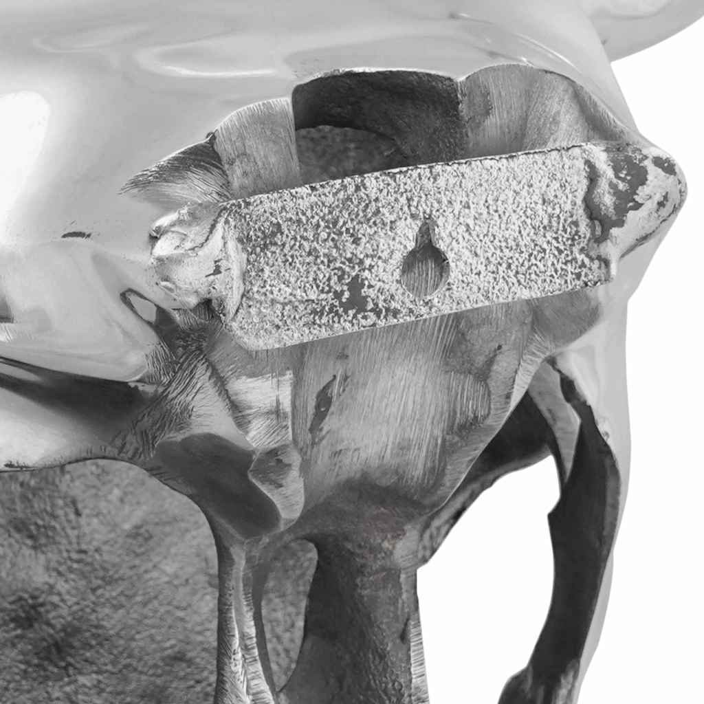 Bull kranium Sølv 34 x 13 x 53 cm Aluminium