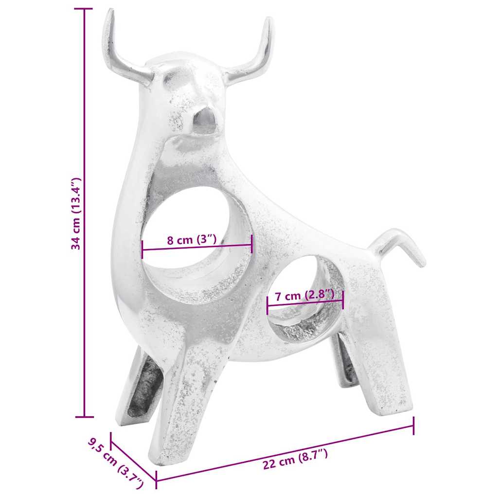 Tyrskulptur Sølv 22 x 9.5 x 34 cm Aluminium