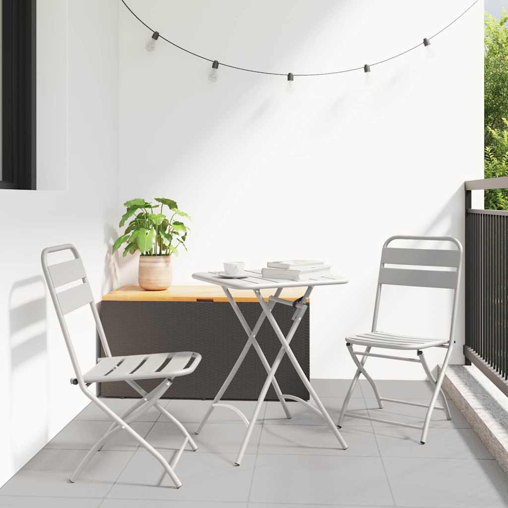 Bistrosæt 3 dele - beige stål, foldbart cafébord med 2 stole
