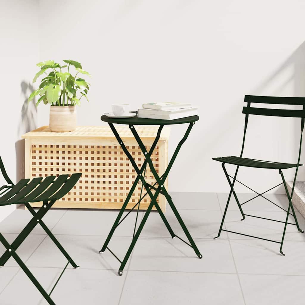 vidaXL Bistrobord Mørkegrøn Ø 50 x 71 cm Pulverlakeret stål
