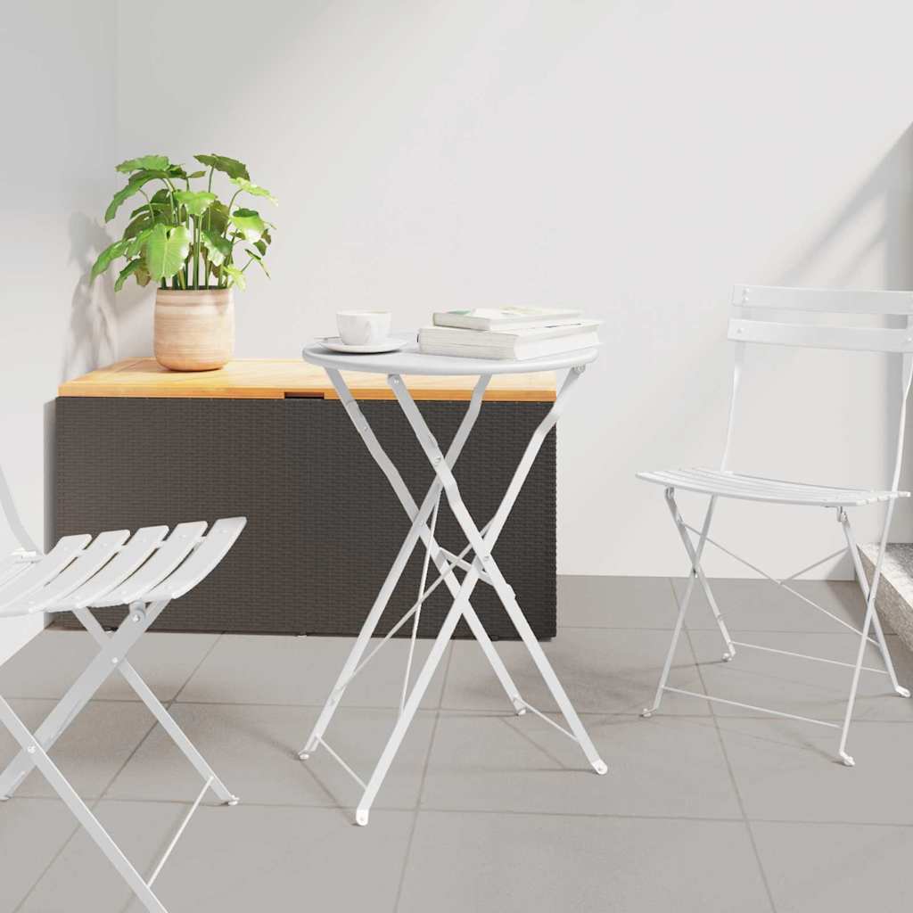Bistrobord - hvidt rundt klapbord i pulverlakeret stål Ø 50 x 71 cm