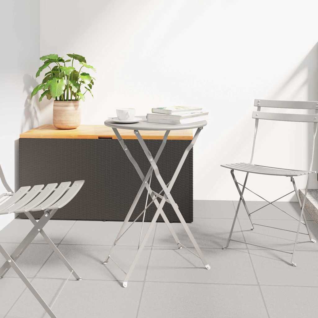 Bistrobord - beige rundt klapbord Ø 50 x 71 cm i pulverlakeret stål