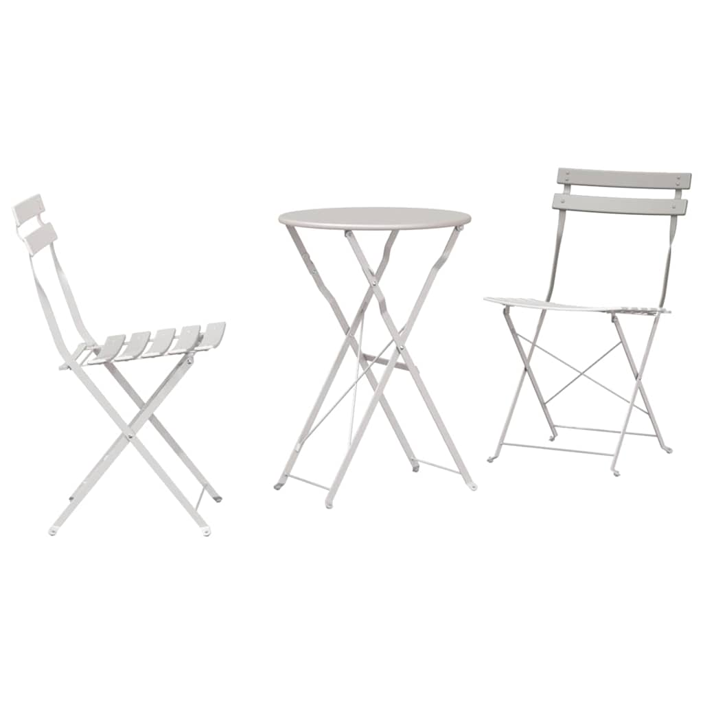 Sammenklappeligt Bistro Sæt 3 pcs Beige Stål